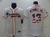 Braves 13 Ronald Acuna Jr. White USA Flag Fashion Nike Flexbase Jersey Dzhi,baseball caps,new era cap wholesale,wholesale hats